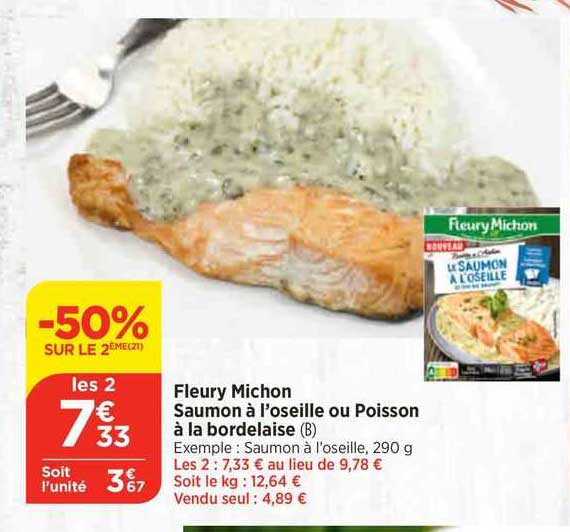 fleury michon saumon à l'oseille ou poisson à la bordelaise