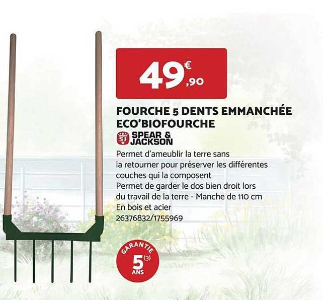 fourche 5 dents emmanchée eco'biofourche