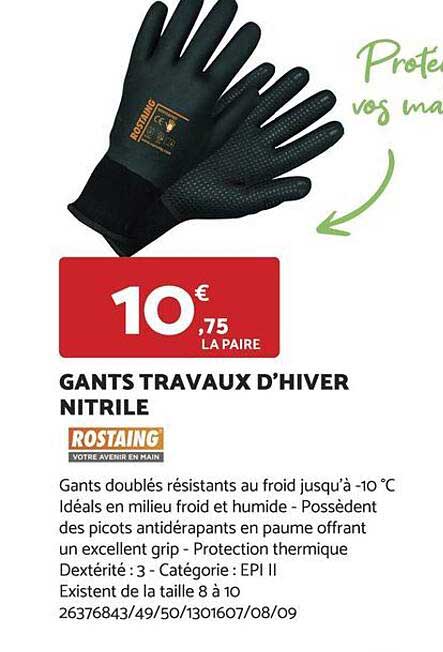 gants travaux d'hiver nitrile rostaing
