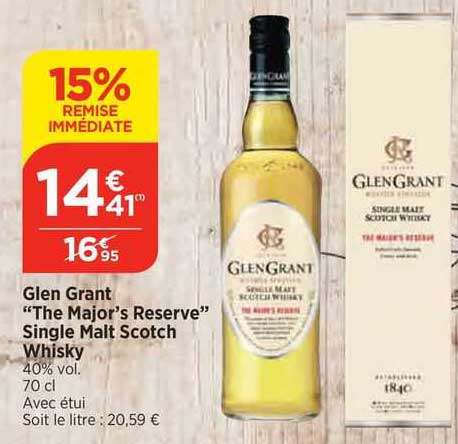 glen grant "the major's réserve" single malt scotch whisky