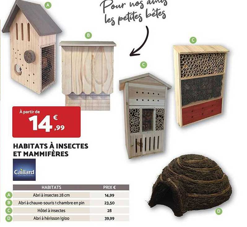 habitats à insectes et mammifères caillard