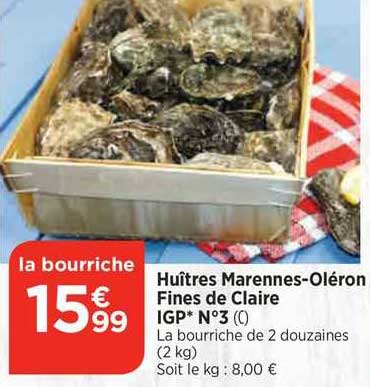 huîtres marennes-oléron fines de claire igp n°3