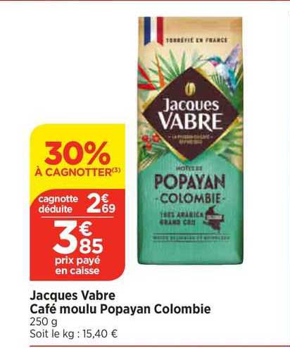 jacques vabre café moulu popayan colombie