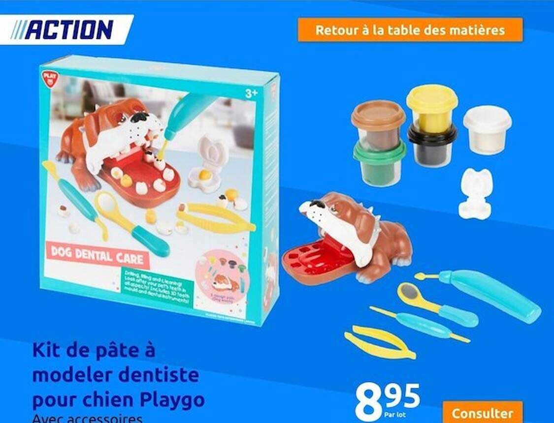 kit de pate a modeler dentiste pour  chien playgo