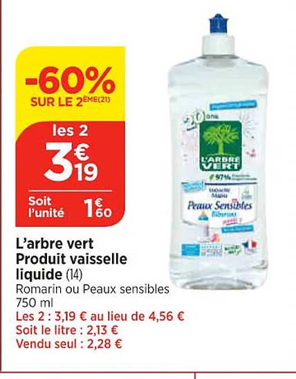 l'arbre vert produit vaisselle liquide
