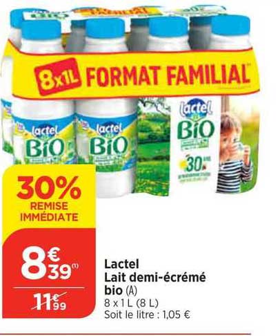 lactel lait demi-écrémé bio