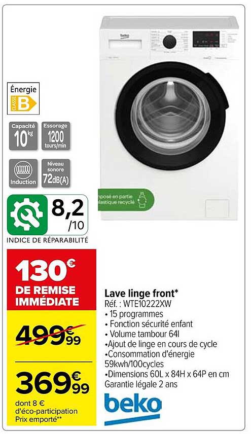 lave linge front beko