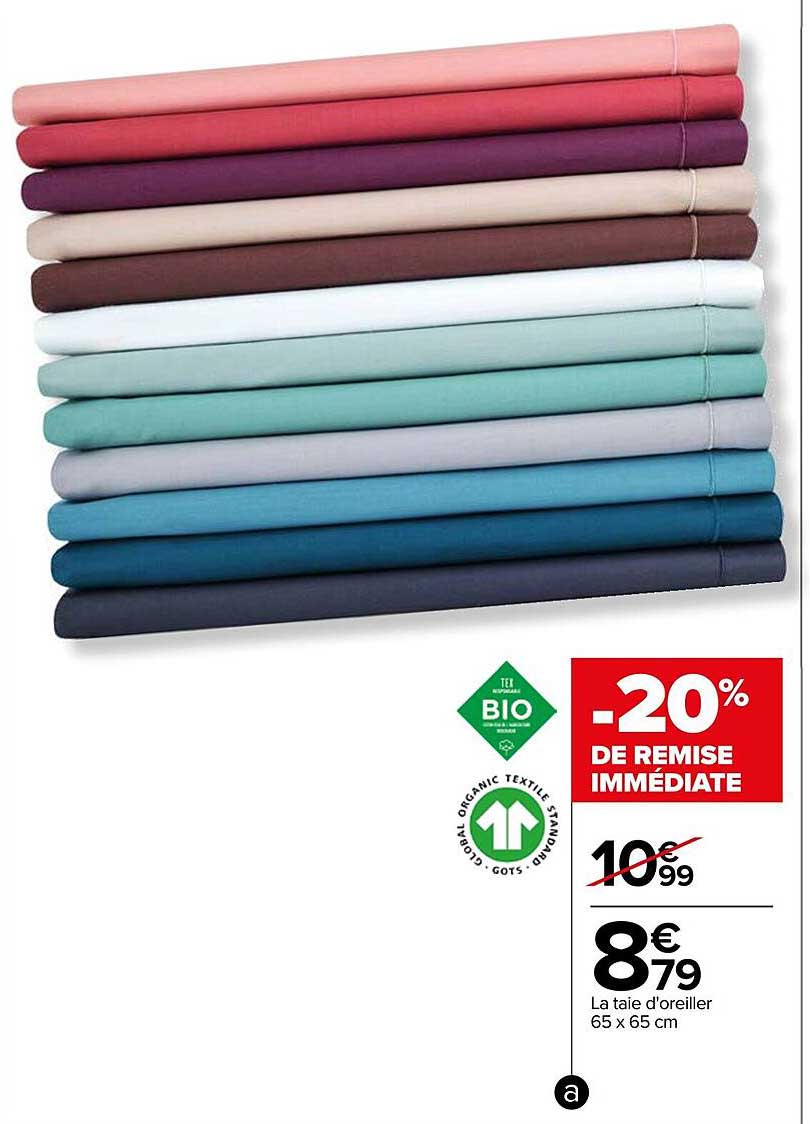 le taie d'oreiller 65 x 65 cm