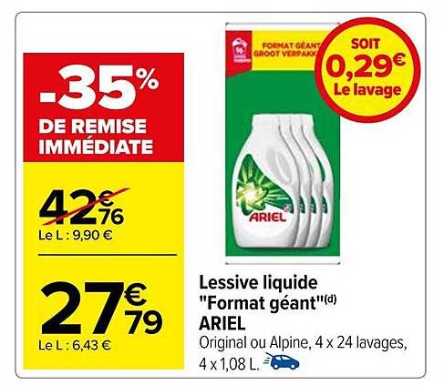 lessive liquide "format géant" ariel