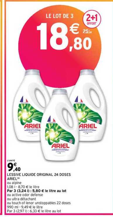 Lessive Liquide Original 24 Doses Ariel