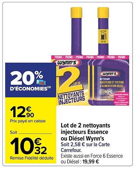 lot de 2 nettoyants injecteurs essence ou diésel wynn's