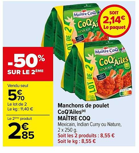 manchons de poulet coq'ailes maître coq