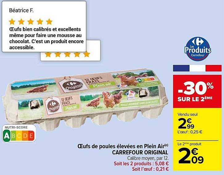 œufs de poules élevées en plein air carrefour original