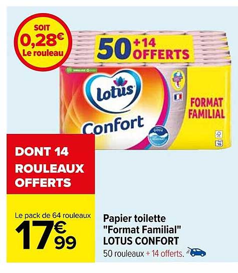 papier toilette "format familial" lotus confort