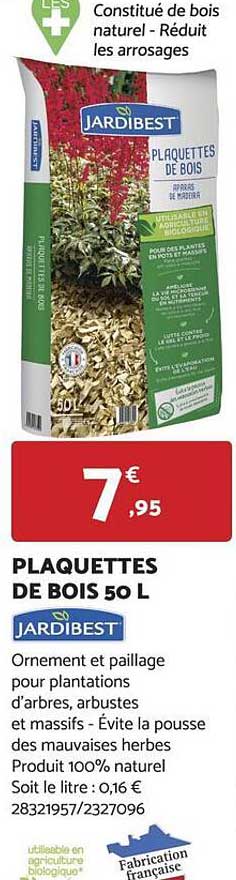 plaquettes de bois 50 l jardibest