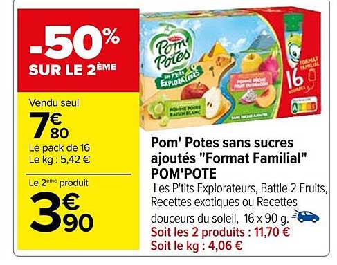 pom'potes sans sucres ajoutés "format familial" pom'pote