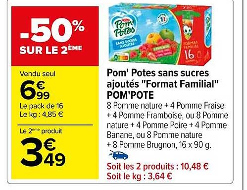 pom'potes sans sucres ajoutés "format familial" pom'pote