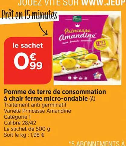 pomme de terre de consommation à chair ferme micro-ondable