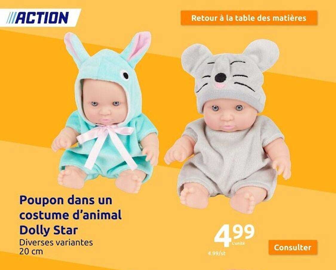 poupon dans un costume  d'animal dolly star