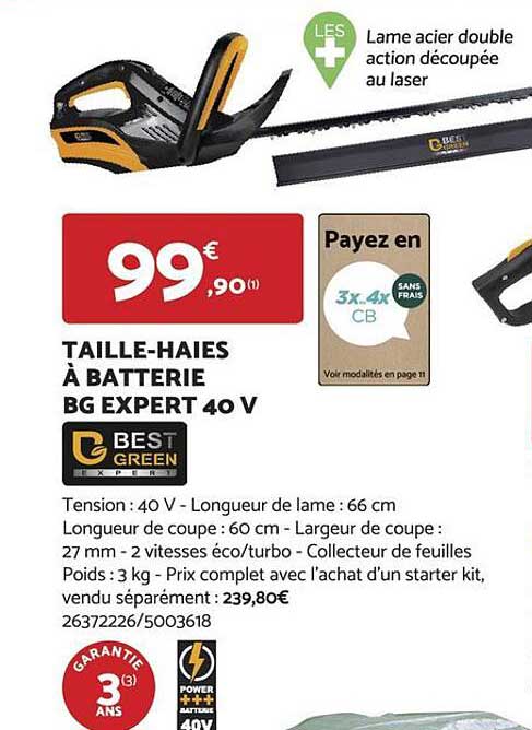 taille-haies à batterie bg expert 40 v best green