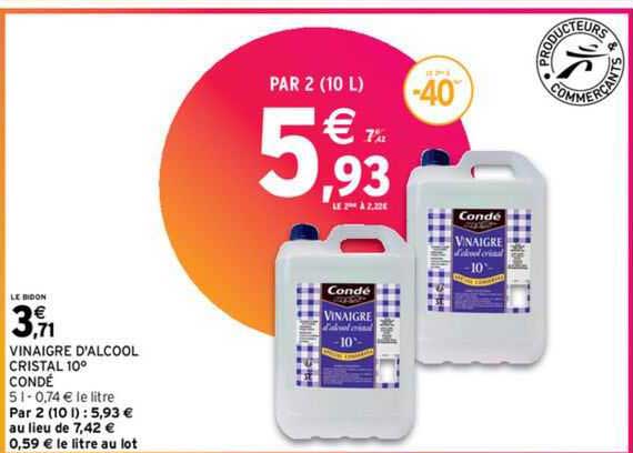 vinaigre d'alcool cristal 10° condé