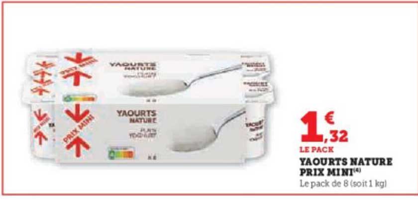 yaourts nature prix mini