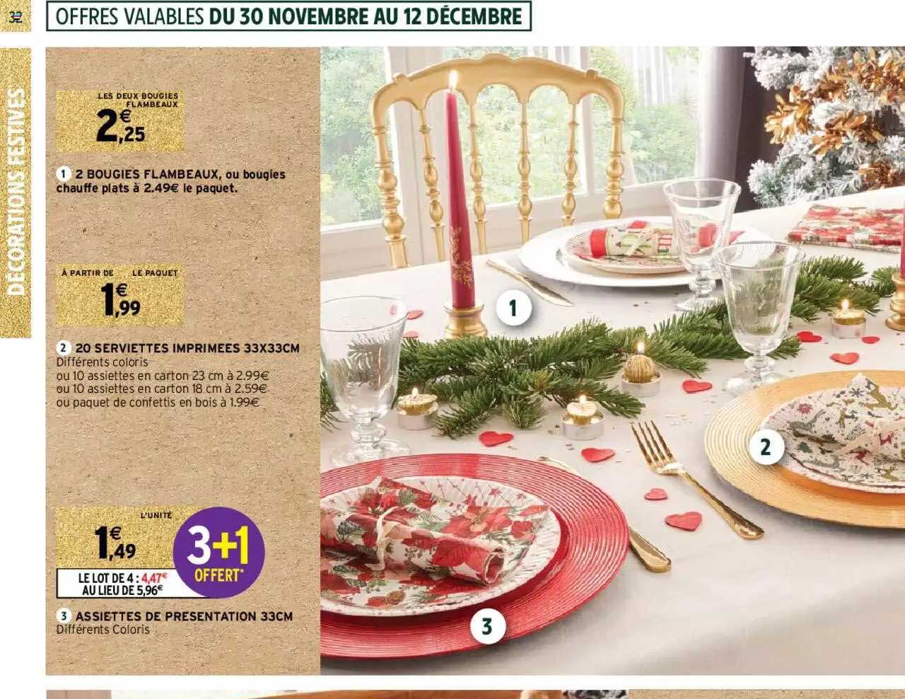 2 bougies flambeaux, ou bougies chauffe plats, 20 serviettes imprimées 33 x 33 cm, assiettes de présentation 33 cm