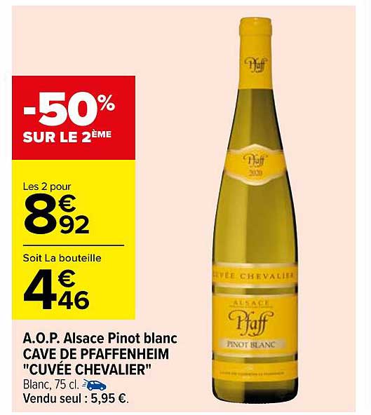 a.o.p. alsace pinot blanc cave de pfaffenheim "cuvée chevalier"