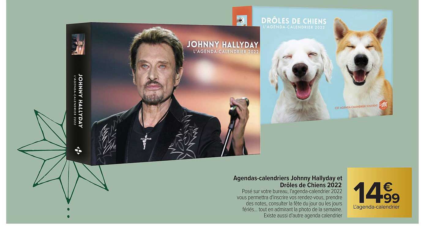 agendas-calendriers johnny hallyday et drôles de chiens 2022