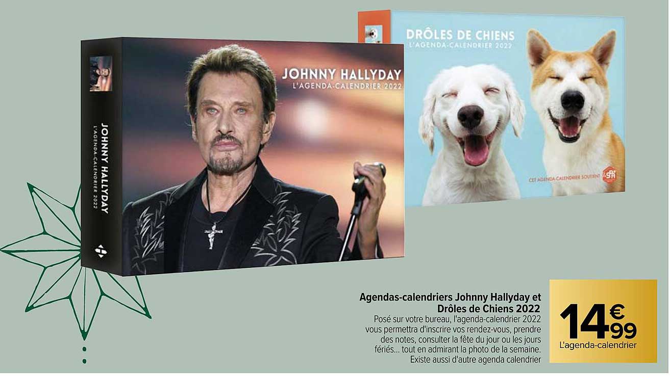 agendas-calendriers johnny hallyday et drôles de chiens 2022