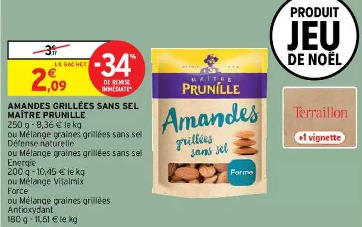 amandes grillées sans sel maître prunille