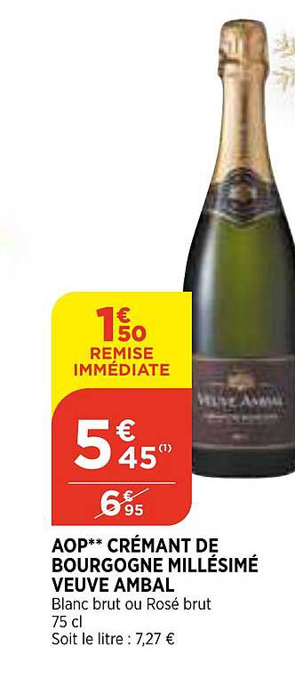 aop crémant de bourgogne millésimé veuve ambal