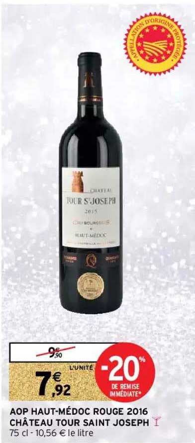 aop haut-médoc rouge 2016 château tour saint joseph