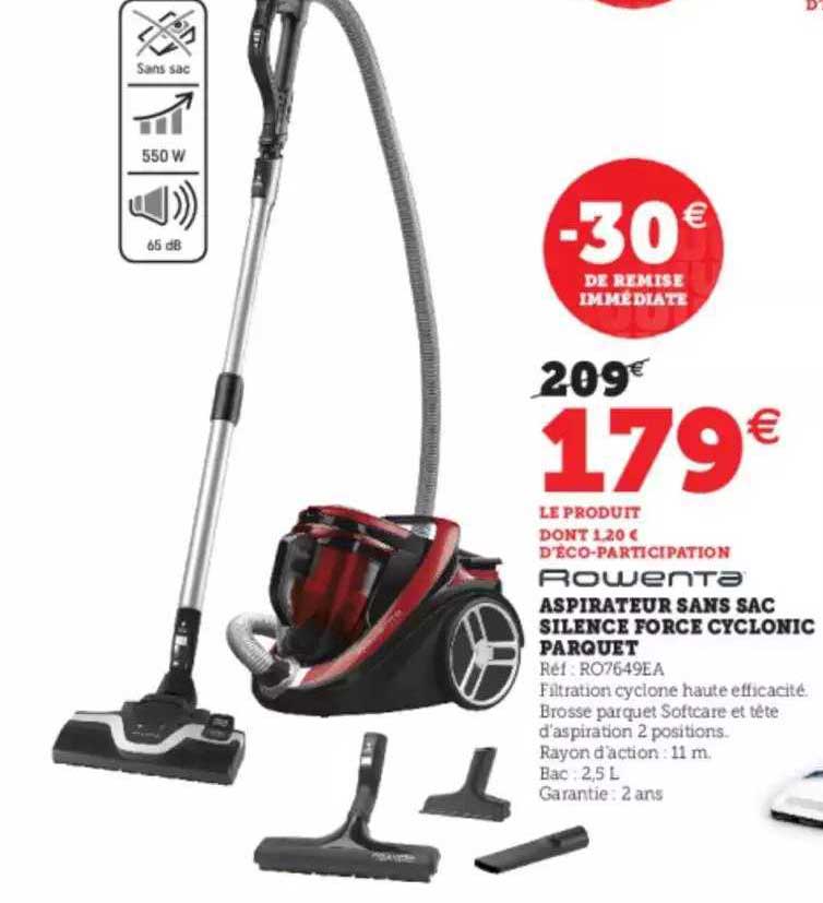 aspirateur sans sac silence force cyclonic parquet rowenta
