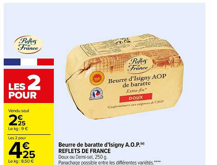 beurre de baratte d'isigny a.o.p. reflets de france