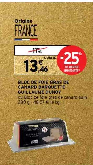 bloc de foie gras de canard barquette guillaume dunoy