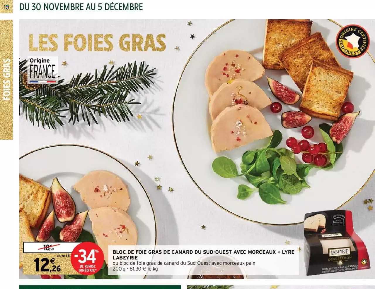 bloc de foie gras de canard du sud-ouest avec morceaux + lyre labeyrie