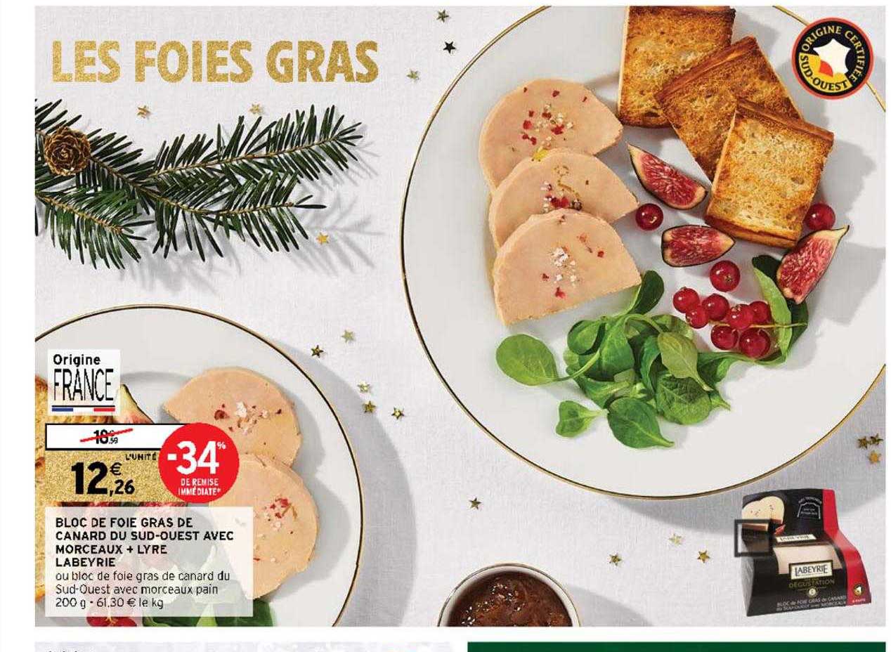 bloc de foie gras de canard du sud-ouest avec morceaux + lyre labeyrie