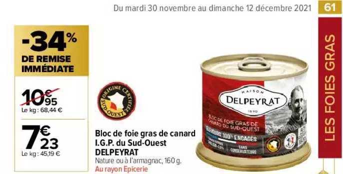 bloc de foie gras de canard i.g.p. du sud-ouest delpeyrat