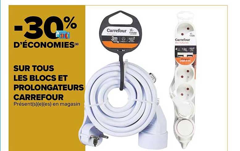 blocs et prolongateurs carrefour