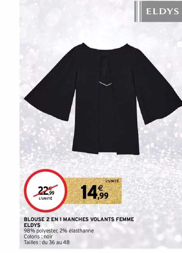 blouse 2 en 1 manches volants femme eldys