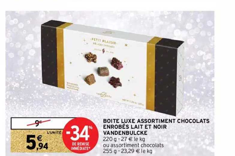 boîte luxe assortiment chocolats enrobés lait et noir vandenbulcke
