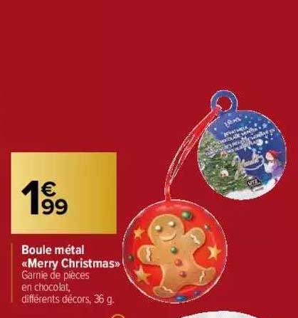 boule métal «merry christmas »
