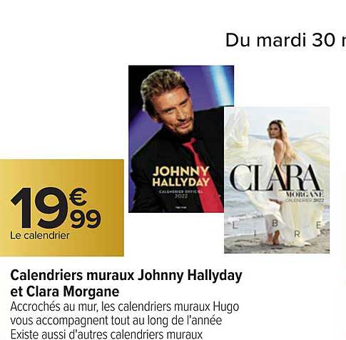 Calendrier Muraux Johnny Hallyday Et Clara Morgane