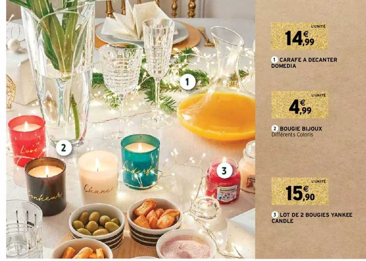 carafe à décanter domédia, bougie bijoux, lot de 2 bougies yankee candle