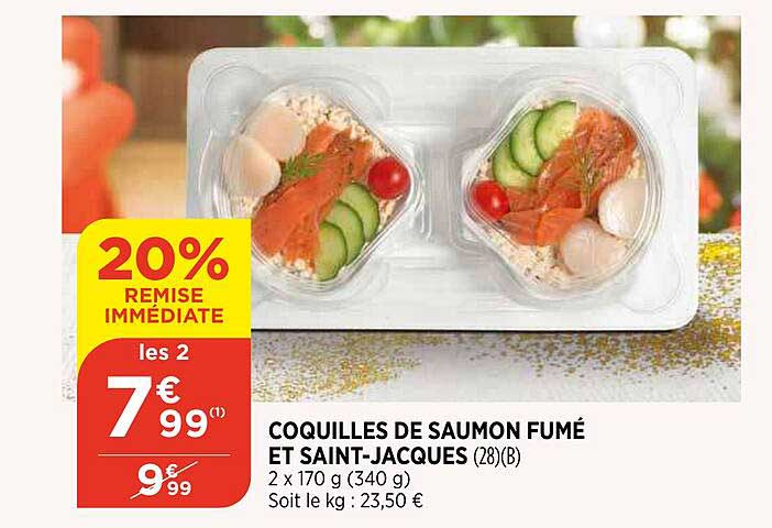coquilles de saumon fumé et saint-jacques