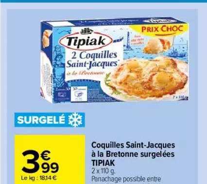 coquilles saint-jacques à la bretonne surgelées tipiak