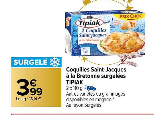 coquilles saint-jacques à la bretonne surgelées tipiak