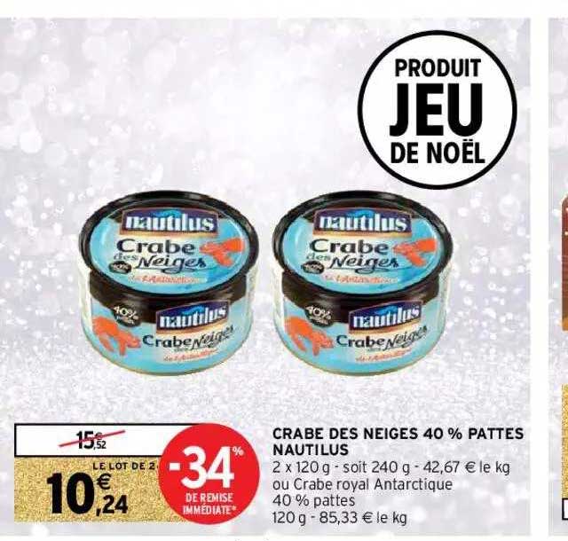 crabe des neiges 40% pâtes nautilus