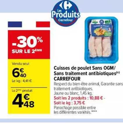 cuisses de poulet sans ogm-sans traitement antibiotiques carrefour